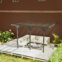 Outsunny 10' x 12' Outdoor Hardtop Pergola Gazebo with Polycarbonate Roof Adjustable Height, Aluminum Frame, UV Protection, Grey(m-10)
