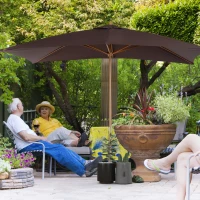 Outsunny Patio Umbrella Market Patio Sun Umbrella Rectangle Coffee(m-12)