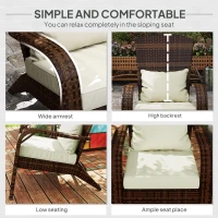 Outsunny Patio Adirondack Chair with Rattan Wicker, Soft Cushions, Tall Curved Backrest for Deck or Garden, Cream White(m-5)