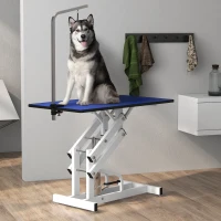 PawHut Pet Grooming Table, Height Adjustable Dog Grooming Table with Arm, Noose and Non-Slip Grooming Table, Blue(m-1)