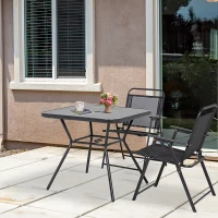 Outsunny Square Outdoor Table, Patio Bistro Coffee Table with Faux-marbled Top and 42mm Umbrella Hole for Garden, Dark Grey(m-8)