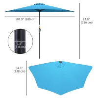 Outsunny 9ft Half Round Umbrella Outdoor Patio Garden Balcony Parasol Window Sun Shade w/ 5 Ribs, Light Blue(m-3)