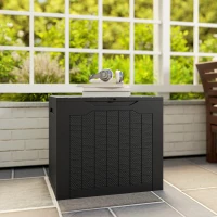 Outsunny 28 Gallon Deck Box, Resin Outdoor Storage Box with Handles, Waterproof and UV Resistant Storage Container(m-10)