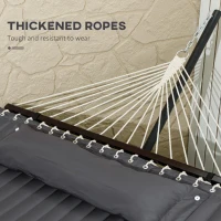 Outsunny 2 Person Hammock Quilted Double Hammock with Stand Pillow Spreader Bars for Outdoor Camping Beach, Dark Grey(m-7)