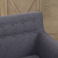 HOMCOM Linen Upholstery Armchair, Mid-Century Modern Accent Chair with Wood Frame and Thick Padding, Dark Grey(m-10)