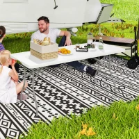 Outsunny 6ft Folding Table, Portable Plastic Camping Table with Carrying Handle, Outdoor Indoor Picnic Table for Party, BBQ(m-1)
