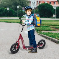 HOMCOM Kick Scooter for Kids 5-12 Years Old with Adjustable Height Handlebar, Non-slip Footplate, Big Wheels, Rear Brake, Red(m-10)