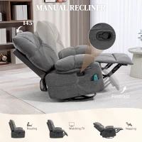 HOMCOM Reclining Massage Armchair with Heat, Oversized Swivel Rocker with Footrest Remote and 4 Side Pockets, Dark Gray(m-5)