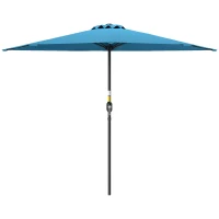 Outsunny 9ft Half Round Umbrella Outdoor Patio Garden Balcony Parasol Window Sun Shade w/ 5 Ribs, Light Blue(m-2)