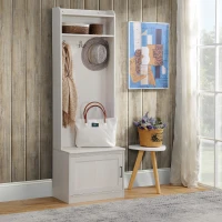 HOMCOM Modern Hall Tree with Shoe Storage Bench, Coat Rack and Shelves, White(m-10)