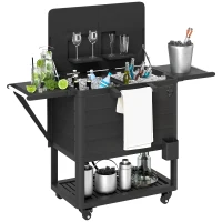 Outsunny 104 Quart Large Capacity Outdoor Cooler Cart, Patio Rolling Ice Chest with Bottle Opener Shelves Wheels, Black(m-11)