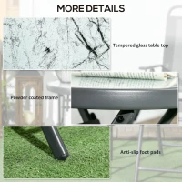Outsunny 18" Outdoor Round Folding Table, Garden Side Table with Tempered Glass Top for Camping, Party, Weddings, White(m-7)