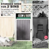 Outsunny Double Garbage Bin Shed, Lockable Outdoor Storage Shed with Openable Lid, Galvanized Frame for Garden Patio, Dark Grey(m-4)