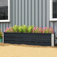 Outsunny 6' x 1.5' x 1.3' Galvanized Raised Garden Bed, Elevated Large Metal Planter Box w/ Install Gloves for Backyard, Patio to Grow Vegetables, Herbs, and Flowers, Dark Grey(m-8)