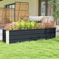 Outsunny 6' x 1.5' x 1.3' Galvanized Raised Garden Bed, Elevated Large Metal Planter Box w/ Install Gloves for Backyard, Patio to Grow Vegetables, Herbs, and Flowers, Dark Grey(m-7)