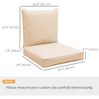Outsunny Patio Chair Cushions, Thick Deep Seat Outdoor Seat Cushion with Back Cushion, Beige(m-3)