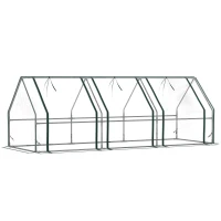 Outsunny Portable Mini Greenhouse Tunnel Growing Tent Plants Flower Warm House w/ Zippered Roll-up Doors, Clear(m-11)