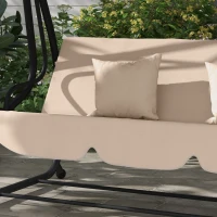 Outsunny 3-Seat Outdoor Patio Swing Chair, Converting Flat Bed, Canopy Swing with Adjustable Shade, Removable Cushions, Cup Holder, Light Brown(m-10)