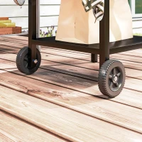 Outsunny Outdoor Grill Dining Cart with Stainless Steel Top and Foldable Side Table, BBQ Movable Pizza Oven Stand Food Prep Table Trolley with Hooks Shelf Cover, Black(m-10)