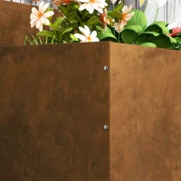 Outsunny Raised Garden Bed with Outdoor Privacy Screen, Metal Planter Box with Trellis, Wall-Mounted or Freestanding, Brown(m-10)