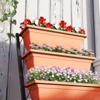 Outsunny 5-Tier Raised Garden Bed Plant Stand Flower Pots with Leaking Holes Red(m-9)