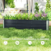 Outsunny 6' x 1.5' x 1.3' Galvanized Raised Garden Bed, Elevated Large Metal Planter Box w/ Install Gloves for Backyard, Patio to Grow Vegetables, Herbs, and Flowers, Dark Grey(m-6)