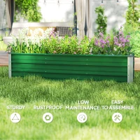 Outsunny 6' x 1.5' x 1.3' Galvanized Raised Garden Bed, Elevated Large Metal Planter Box w/ Install Gloves for Backyard, Patio to Grow Vegetables, Herbs, and Flowers, Green(m-6)