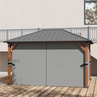 Outsunny 13' x 10' Hardtop Gazebo with Netting Sidewalls and Curtains, Galvanized Steel Outdoor Gazebo Canopy for Garden(m-8)