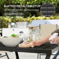 Outsunny 37" Square Outdoor Dining Table, Galvanized Steel Patio Table with 2" Umbrella Hole, Slatted Metal Top, Black(m-6)