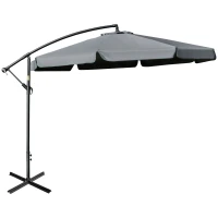 Outsunny 11FT Offset Hanging Patio Umbrella Cantilever Umbrella with Easy Tilt Adjustment, Cross Base and 8 Ribs for Backyard, Poolside, Lawn and Garden, Dark Grey(m-11)