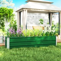 Outsunny 6' x 1.5' x 1.3' Galvanized Raised Garden Bed, Elevated Large Metal Planter Box w/ Install Gloves for Backyard, Patio to Grow Vegetables, Herbs, and Flowers, Green(m-1)