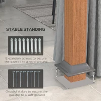 Outsunny 13' x 10' Hardtop Gazebo with Netting Sidewalls and Curtains, Galvanized Steel Outdoor Gazebo Canopy for Garden(m-9)