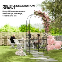 Outsunny 7ft Steel Garden Arch with Gate, Garden Arbor Trellis for Climbing Plants, Roses, Vines, Wedding Arch for Outdoor, Garden, Lawn, Backyard, Black(m-7)