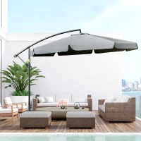 Outsunny 11FT Offset Hanging Patio Umbrella Cantilever Umbrella with Easy Tilt Adjustment, Cross Base and 8 Ribs for Backyard, Poolside, Lawn and Garden, Dark Grey(m-1)