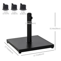 Outsunny 40 lbs Steel Square Umbrella Base Stand w/ Adjustable Knob Parasol Stand Garden Patio Outdoor Home, Black(m-3)