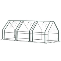 Outsunny Portable Mini Greenhouse Tunnel Growing Tent Plants Flower Warm House w/ Zippered Roll-up Doors, Clear(m-2)