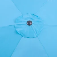 Outsunny 8.5' Round Aluminum Patio Umbrella Garden Parasol Market Sunshade Tilt Canopy w/ 6 Ribs, Crank Handle, Blue(m-10)