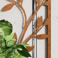 Outsunny Raised Garden Bed with Outdoor Privacy Screen, Metal Planter Box with Trellis, Wall-Mounted or Freestanding, Brown(m-9)