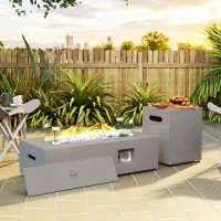 Outsunny 42" Propane Fire Pit Table 50,000 BTU Outdoor Gas Fire Table with Hideaway Propane Tank Holder, Waterproof Cover(m-8)