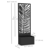 Outsunny Raised Garden Bed with Outdoor Privacy Screen, Metal Planter Box with Trellis, Wall-Mounted or Freestanding, Black(m-3)