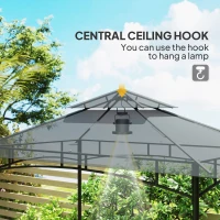 Outsunny 8' x 5' Outdoor Grill Gazebo, Double Tiered Barbecue Grill Gazebo Shelter with 2 Side Shelves, Hooks, Dark Grey(m-6)