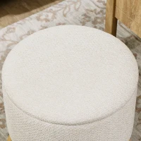 HOMCOM Round Ottoman Stool with Storage, Linen Fabric Upholstered Foot Stool with Padded Seat, Hidden Space and Wood Legs(m-9)