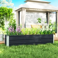 Outsunny 6' x 1.5' x 1.3' Galvanized Raised Garden Bed, Elevated Large Metal Planter Box w/ Install Gloves for Backyard, Patio to Grow Vegetables, Herbs, and Flowers, Dark Grey(m-1)