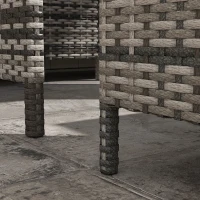 Outsunny 6pcs Outdoor Rattan Sofa Set Garden Wicker Sectional Couch Furniture Set with Dining Table and Chair Sky Blue(m-10)