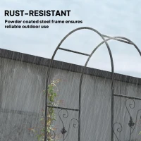 Outsunny 7ft Steel Garden Arch with Gate, Garden Arbor Trellis for Climbing Plants, Roses, Vines, Wedding Arch for Outdoor, Garden, Lawn, Backyard, Black(m-5)