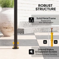 Outsunny 8' x 5' Outdoor Grill Gazebo, Double Tiered Barbecue Grill Gazebo Shelter with 2 Side Shelves, Hooks, Dark Grey(m-7)