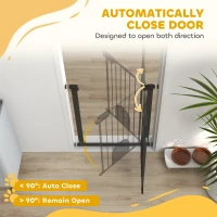 PawHut 30"-32" Extra Wide Pet Gate Barrier with Small Door, 35"H Dog Gate with Safety Gate Barrier, Stair Pressure Fit, Black(m-5)