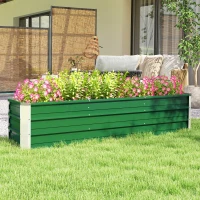 Outsunny 6' x 1.5' x 1.3' Galvanized Raised Garden Bed, Elevated Large Metal Planter Box w/ Install Gloves for Backyard, Patio to Grow Vegetables, Herbs, and Flowers, Green(m-7)