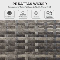 Outsunny 6pcs Outdoor Rattan Sofa Set Garden Wicker Sectional Couch Furniture Set with Dining Table and Chair Sky Blue(m-5)