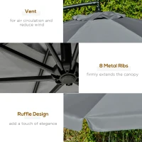 Outsunny 11FT Offset Hanging Patio Umbrella Cantilever Umbrella with Easy Tilt Adjustment, Cross Base and 8 Ribs for Backyard, Poolside, Lawn and Garden, Dark Grey(m-6)